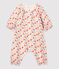 Combinaison longue imprimé fleurs bébé en laine et coton biologique beige MONTELIMAR/blanc MULTICO